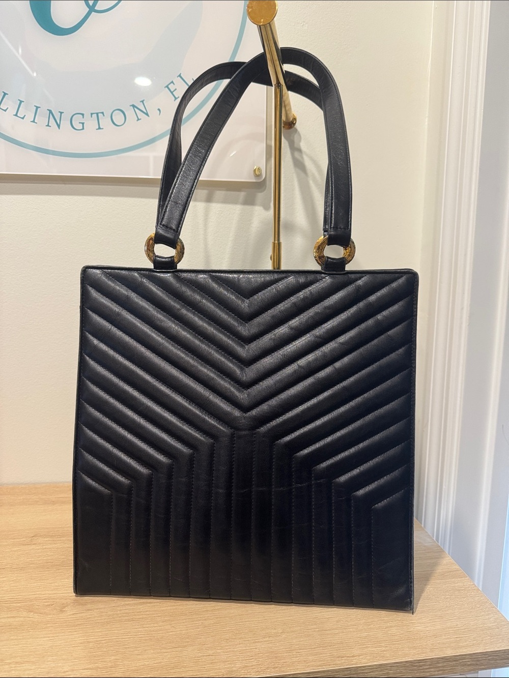 YSL Black Quilted Chevron Tote Bag - Elegant Women’s Handbag